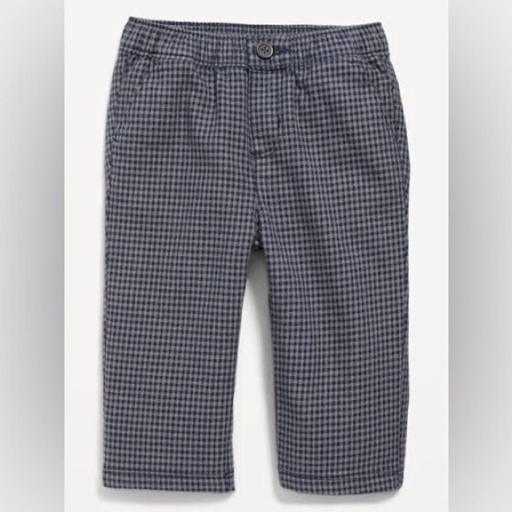 Pull-On Blue Houndstooth Plaid Baby Trousers || Old Navy
